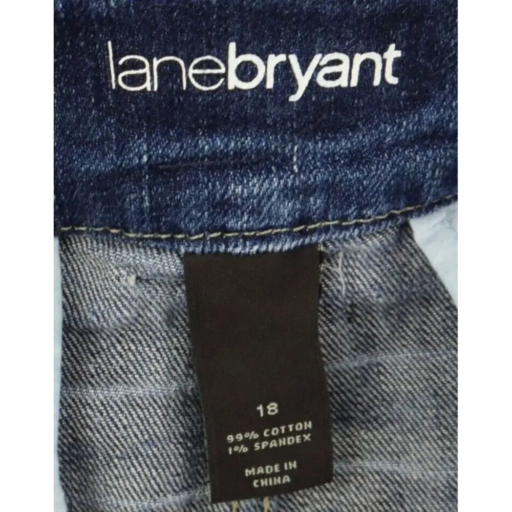 Lane Bryant Jean Shorts Womens Size 18 Blue Dark Wash Denim Cotton Blend Pockets